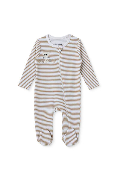 ebebek Hello Baby HelloBaby Erkek Bebek Tulum Çizgili Fermuarlı Bisiklet Yaka...