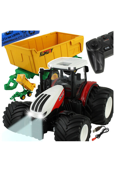Stator Tractor cu telecomandă 1:24, cu remorcă și lumină LED, Pilot