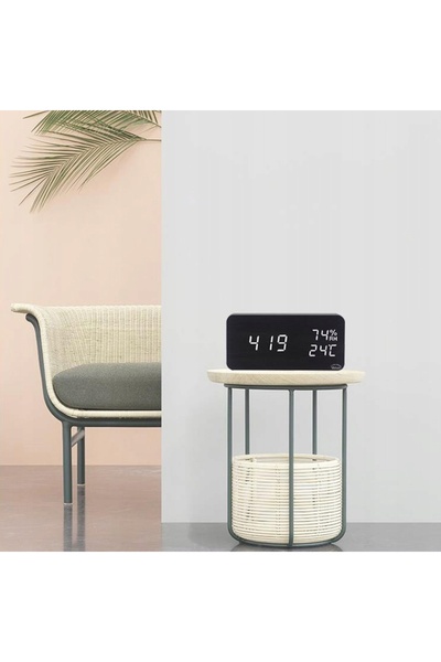 NO BRAND Ceas cu alarmă electronic LED din lemn, de sine stătător - dată, ter...
