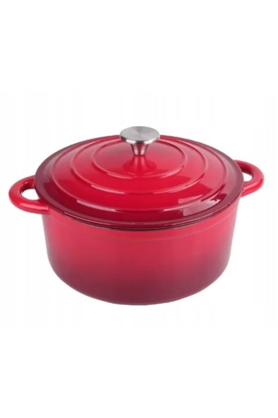KRISBERG GARNIER 4.2L Caserolă emailată cu capac ROȘU, pentru inducție și cup...