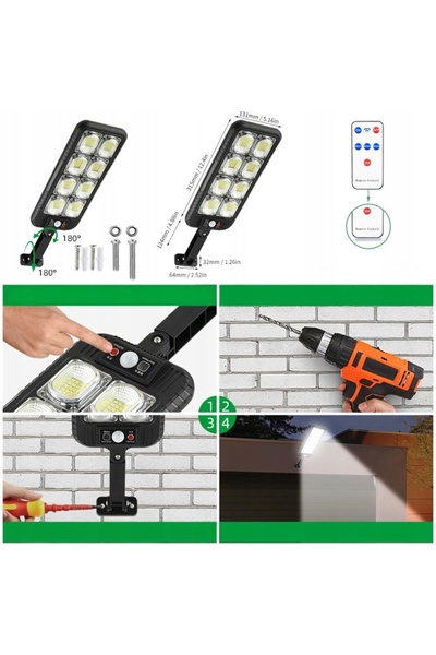 NO BRAND Lampă LED solară pentru stradă și grădină, cu senzor de mișcare, act...
