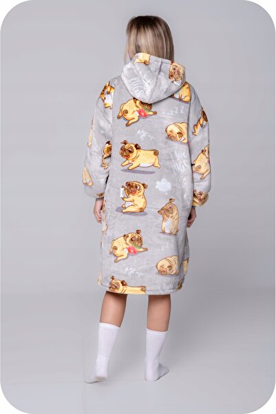 NO BRAND Palton de damă oversize, tip bluză, gros, călduros, lung, cu glugă, ...