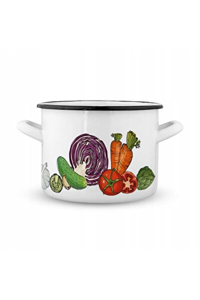 NO BRAND Garnek Prosty Emailat 7.5L pentru Legume