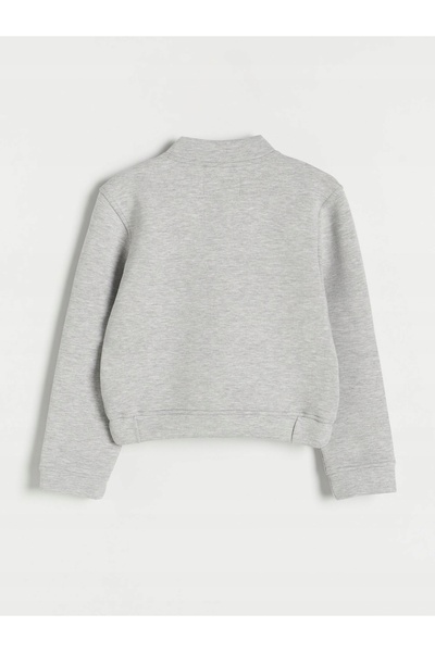 NO BRAND Geacă bomber gri, mâneci lungi, culoare uni, buzunare cu capse 122/128