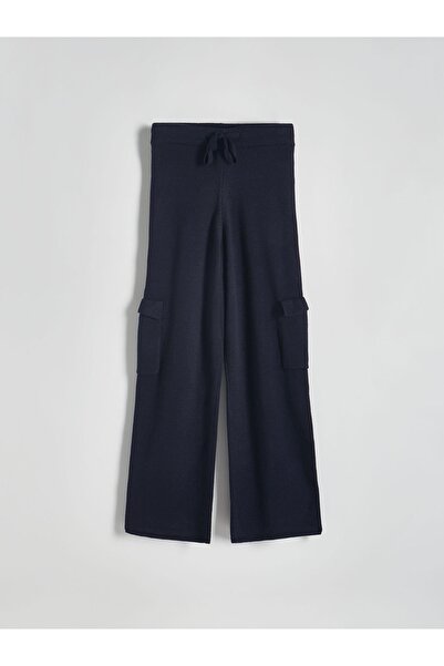 NO BRAND Pantaloni cargo tricotați Garnat, clasici, cu croială largă, mărimea L