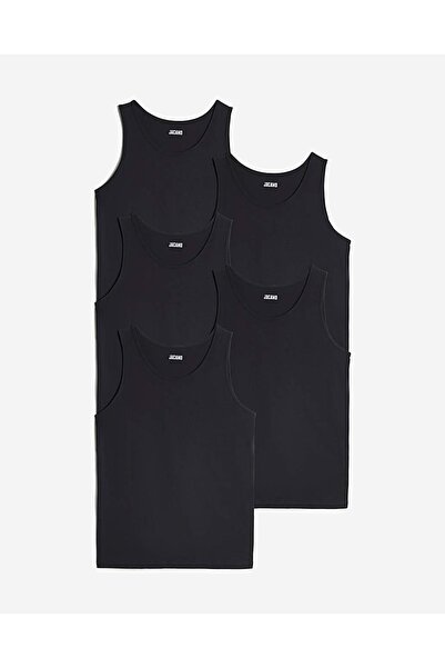 NO BRAND Pachet de 5 maiouri clasice fără mâneci, netede, negre, Jacamo, XXL