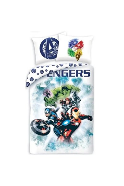 NO BRAND Lenjerie de pat 140x200 pentru copii din bumbac Avengers Supereroi