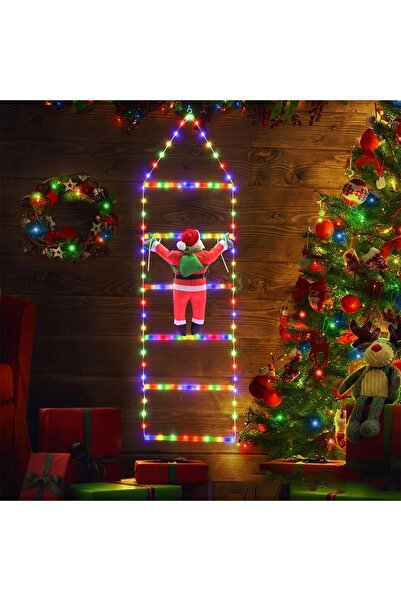 NO BRAND Sfântul Nicolae pe scară, ornament, figurină de sărbătoare, cu LED-u...
