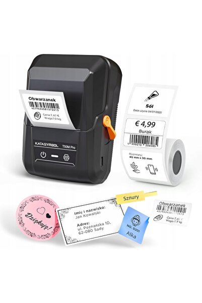 NO BRAND Imprimantă termică de etichete Bluetooth cu aplicație și rolă de eti...