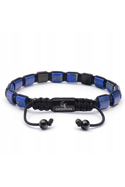 NO BRAND Brățară bărbătească Colecția Gt, cu pietre plate de Lapis Lazuli de ...