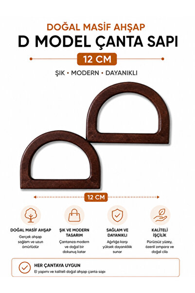 vollen yarn Mâner de geantă din lemn masiv natural model D 12 cm 1 pereche 2 ...