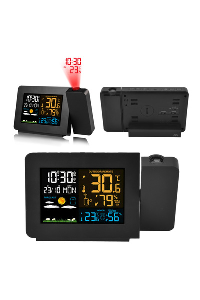 NO BRAND Proiector Ceas Alarmă Stație meteo electronică Higrometru LCD