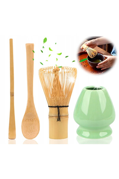 NO BRAND Set de ceai Matcha 4 piese: tel tip mătură, lingură cu mâner
