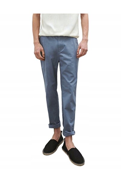 NO BRAND Pantaloni chinos lungi din bumbac, albastri, croială slim conică, mă...