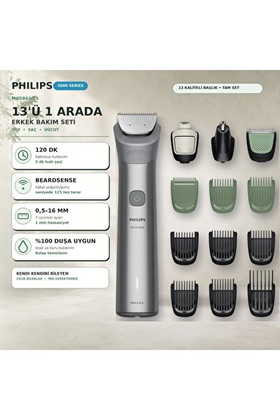 Philips 5000 Serisi 13in1,Erkek Bakım Seti,Yüz/Saç/Vücut Tıraş Makinesi,Islak...