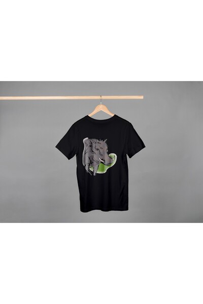 Noname Tricou Unisex Bumbac Premium Casual " Porc mistret gri " Inscriptie