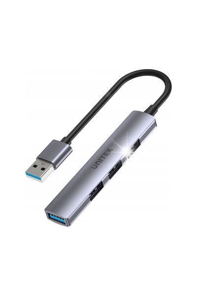 Unitek Hub USB-A cu 1 port USB-A 5 Gbps, 3 porturi USB-A 2.0, din aluminiu