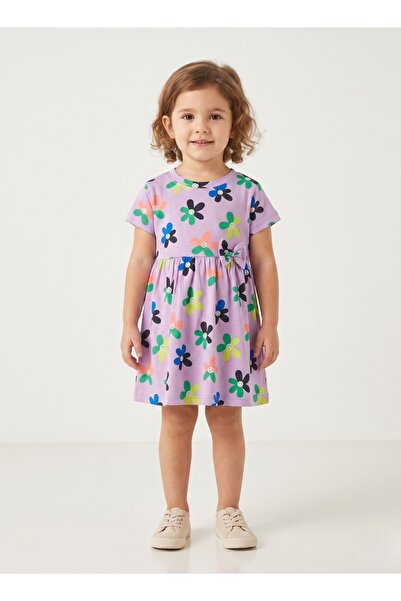 Babyqlo Girls Purple Floral Print Casual Dress