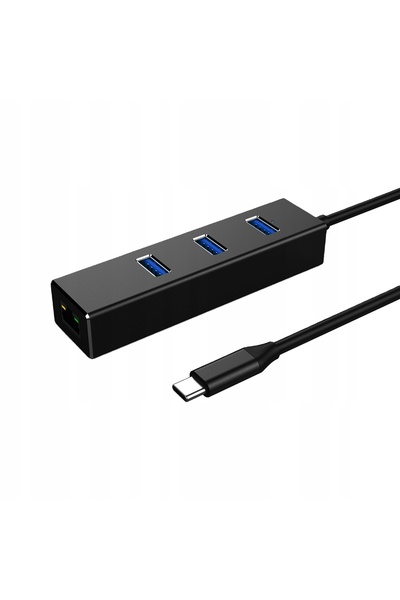 NO BRAND Hub Adaptor 3x USB 3.0 Placă de rețea USB-C 3.1 Gigabit 1000Mbps RJ45