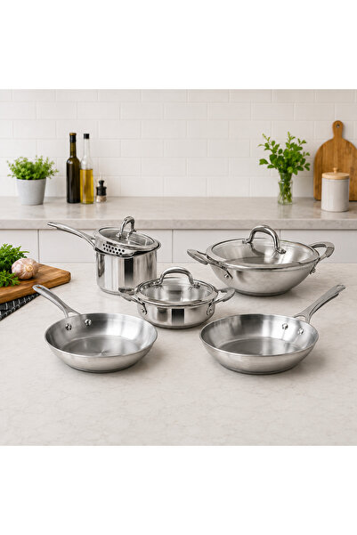 Meyer Select 8-Piece Stainless Steel Cookware Set with Saucepan, Sauteuse, Fr...