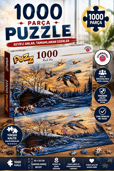 OYUNKAFASI 1000 Parça Karlı Gün Puzzle – 69x50 cm Premium Kalite Yetişkin Yap...