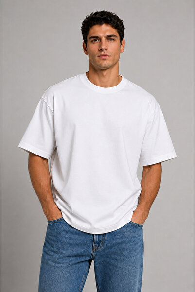 PROLET Men's Heavyweight Oversize 100% Cotton Basic T-Shirt