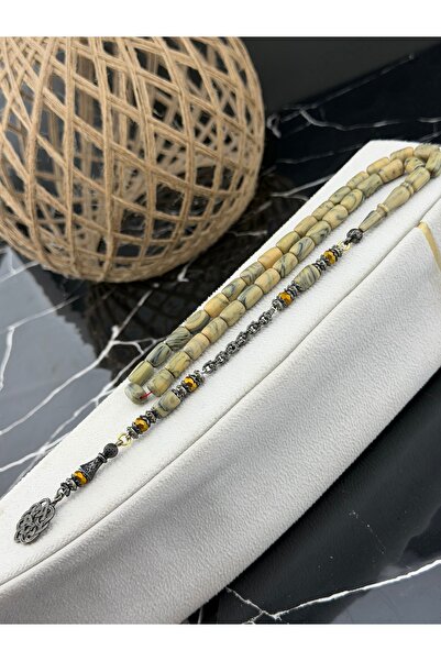 Tesbihci sinan Sarı Hareli Katalin Tesbih – 7x11 mm Kapsül Kesim – Oksitlenmi...