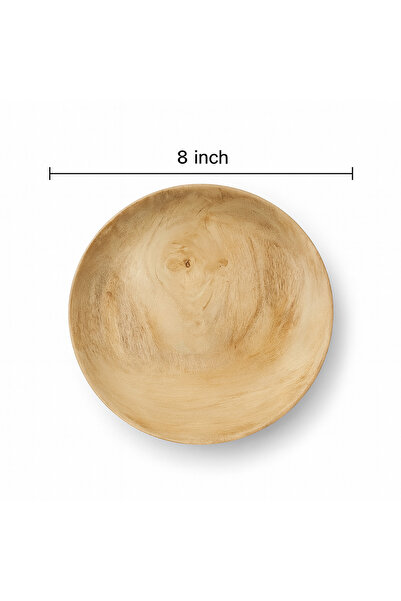 Kanyaka white Teak wood Round Plate (Size-8 inch) -Set of 2