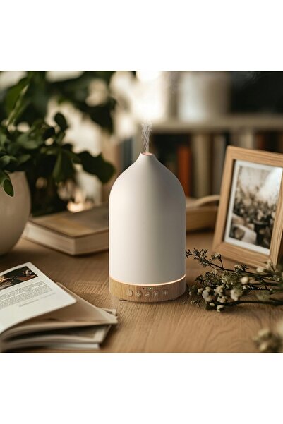 NO BRAND Umidificator ceramic cu difuzor 200ml Alb 20 de sunete Temporizator ...