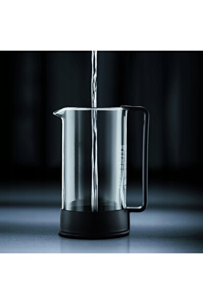 NO BRAND Cafetieră French Press 0.35L Sticlă Filtru din Oțel Inoxidabil Negru