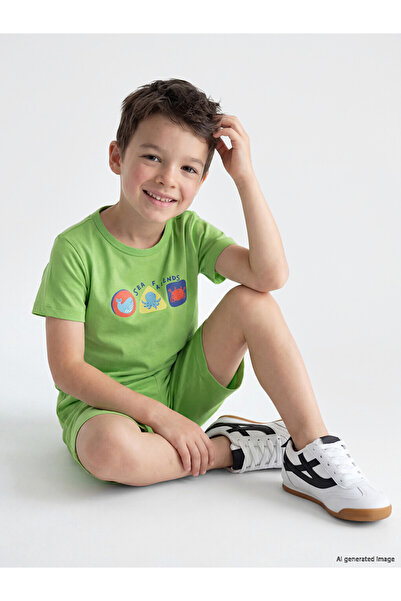 LC Waikiki Printed Boys' Shorts Pajama Set