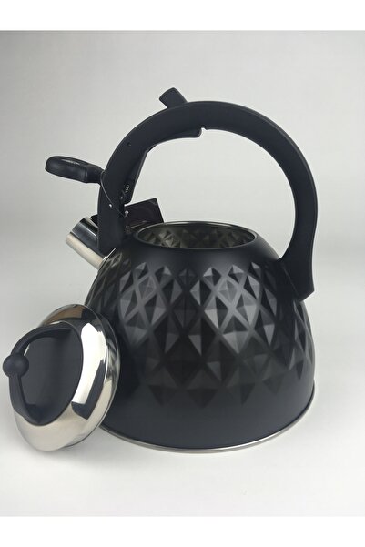 NO BRAND Ceainic cu fluier din oțel inoxidabil, tradițional, negru, de 2.5L, ...