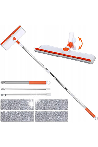NO BRAND Ștergător de geamuri telescopic 2 în 1 din silicon cu microfibră 132 cm