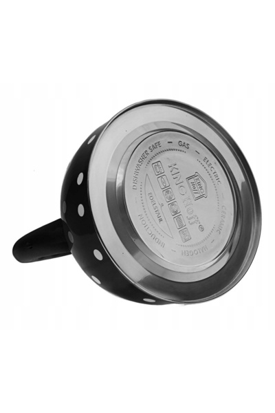Kinghoff Ceainic cu fluier negru cu buline albe 2,6 l