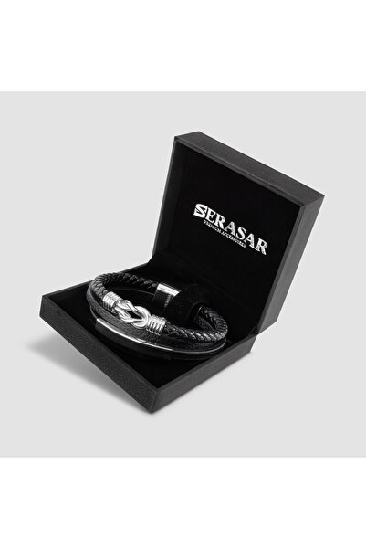 NO BRAND Serasar, brățară din piele pentru bărbați [mândru] - argint, 23cm