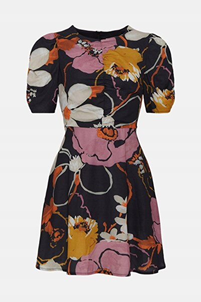 NO BRAND Rochie mini clasică multicoloră cu imprimeu floral Simple Oasis 40