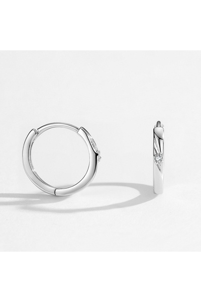 NO BRAND Cercei tip inel din argint 925 sterling cu zirconiu pentru femei