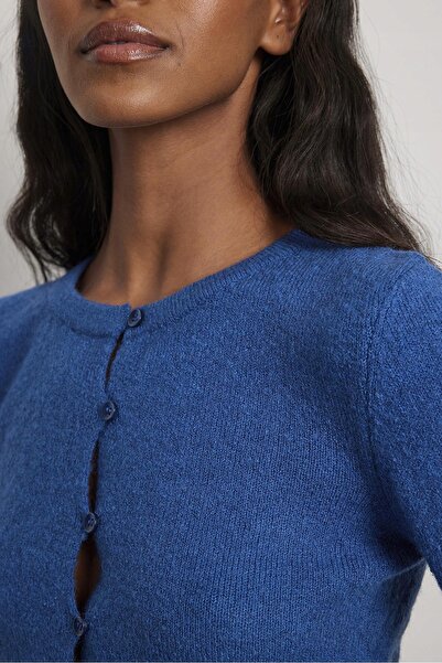 NO BRAND Belen hostalet x na-kd xxl tricou tricotat bleumarin cu croială scurtă