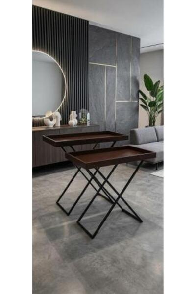 table Two reception tables with a wooden top and an iron base, reception set