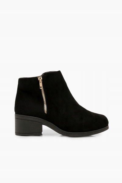 NO BRAND Boohoo 36 Ghete Clasic Negru din Piele Ecologică Extensibile