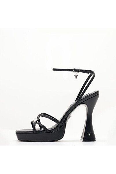NO BRAND Sandale negre cu toc înalt din piele naturală Goddess Windsorsmith 40
