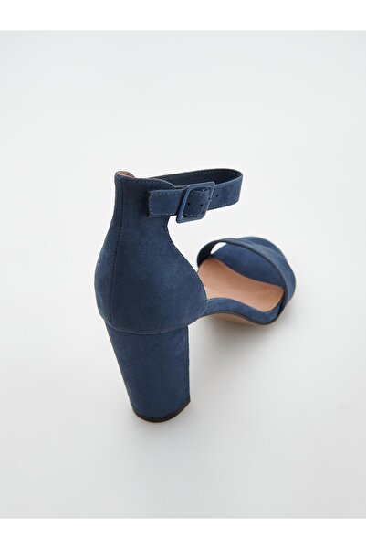 NO BRAND Sandale albastre cu toc stiletto, din imitație de piele întoarsă, cu...
