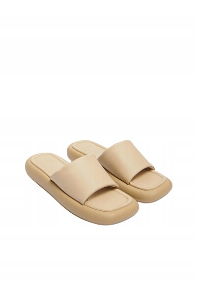 NO BRAND Mocasin clasic bej din piele ecologică cu platformă, mărimea 39