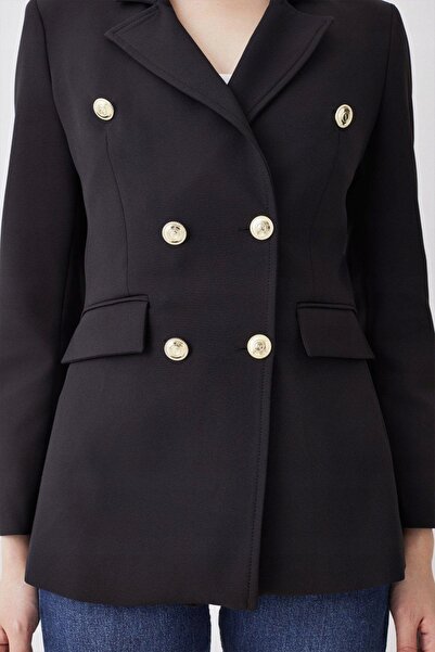 NO BRAND Sacou personalizat elegant, cu nasturi aurii, negru, Karen Millen 36