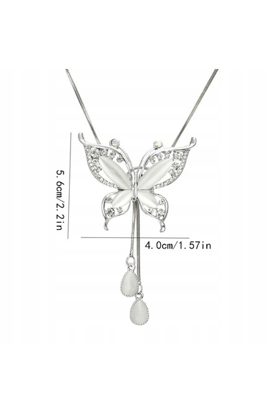 NO BRAND Colier elegant din cristal alb, cu pandantiv lung, tip choker, pentr...