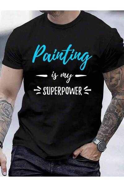 4CR تي شيرت قطني 100% بطباعة 'الرسم هو قوتي الخارقة' هدية مضحكة للرسامين للرج...