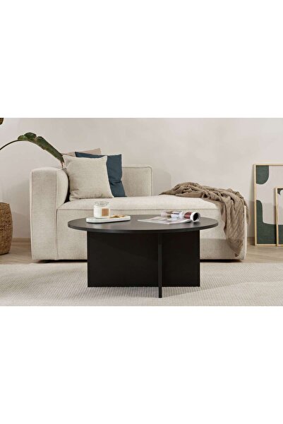 Rani Mobilya Rani Home Orta Sehpa Ahşap Desenli Siyah 90 Cm AB-5394