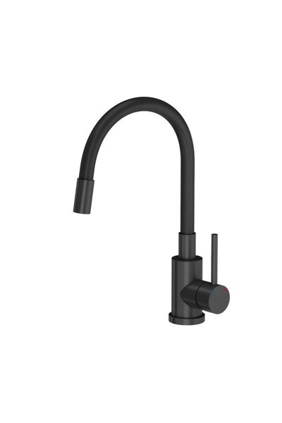 Quadron Robinet de bucătărie Pop Maggie cu pipă flexibilă, negru mat