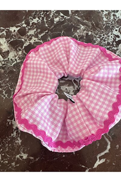 OIA Atelier مشبك شعر قطني مخطط من جانب واحد من نوع سكرنشي مع مشبك مطاطي على ش...