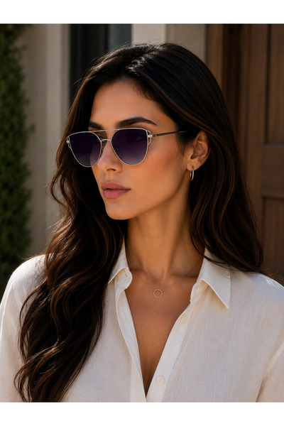 Bymiel Silver Framed Gradient Glass Double Bridge Women's Sunglasses